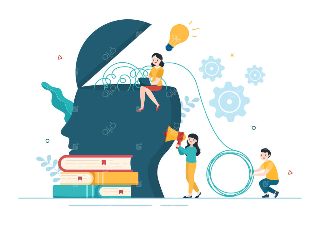 مربی زندگی برای مشاوره، آموزش و خودیاری با تصویرسازی کارتونی دستی و قالبی