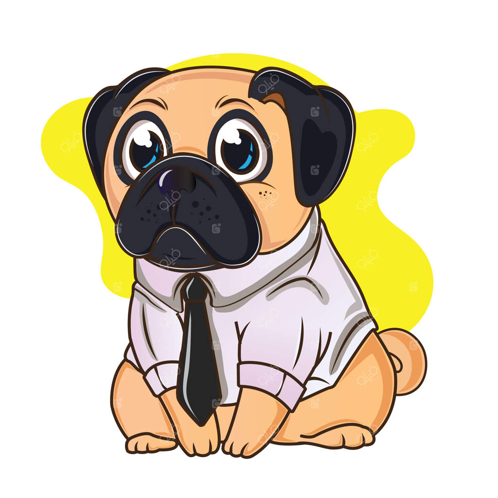 پاگ بامزه با پیراهن سفید اداری