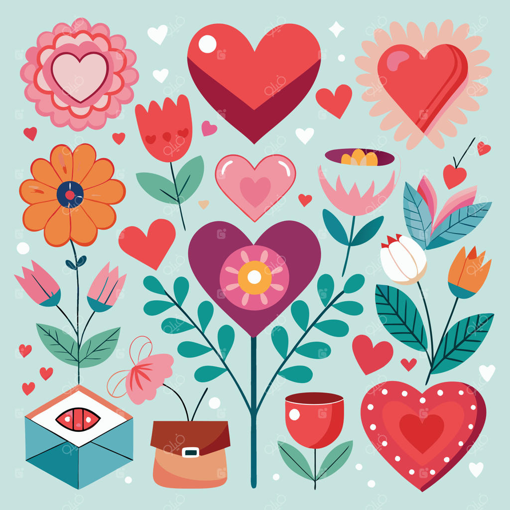 مجموعه‌ای از طرح‌های متنوع قلب برای ابراز عشق در روز ولنتاین