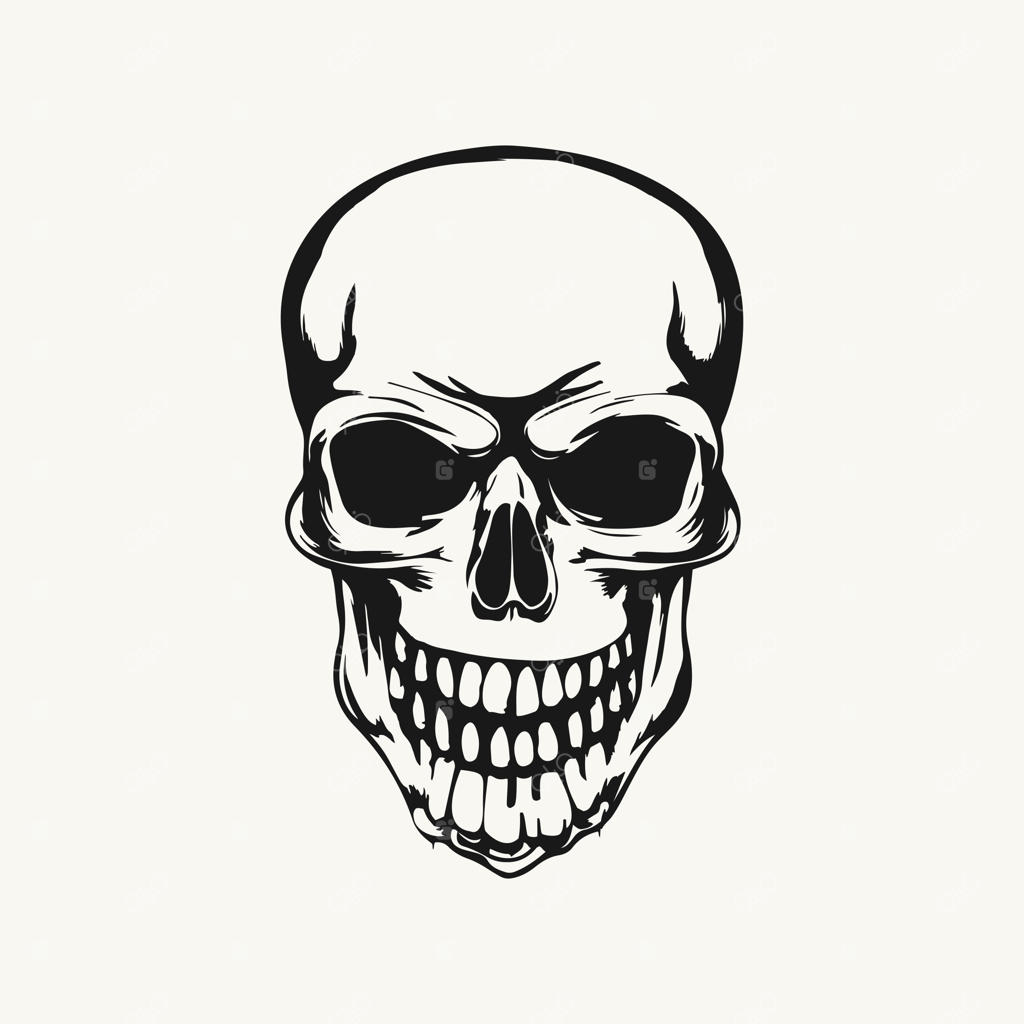 تصویرسازی وکتور جمجمه انسان با طرح قدیمی