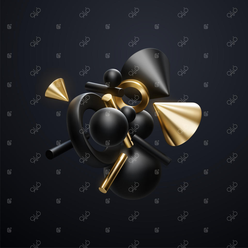 خوشه اشکال هندسی انتزاعی سیاه و طلایی