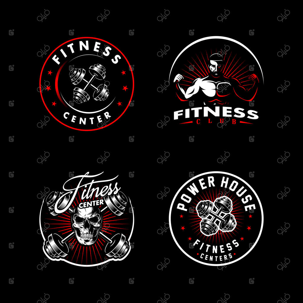 تنظیم لوگوی ورزشی برای تناسب اندام در پس‌زمینه تاریک