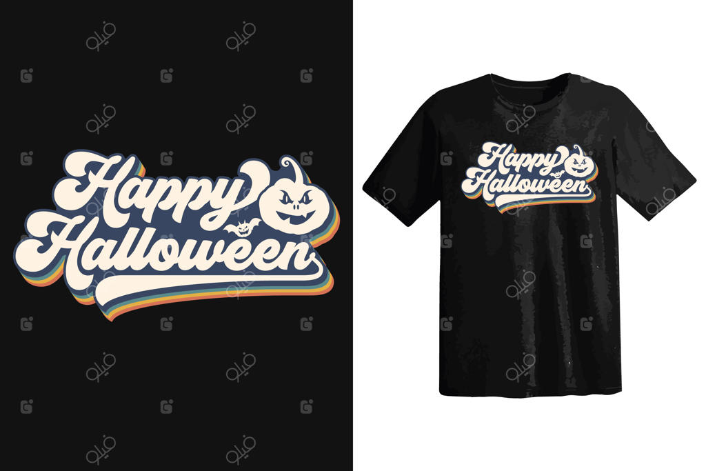 طرح تی‌شرت هالووین، هنر نوشتاری با سبک قدیمی و شعار نوستالژیک