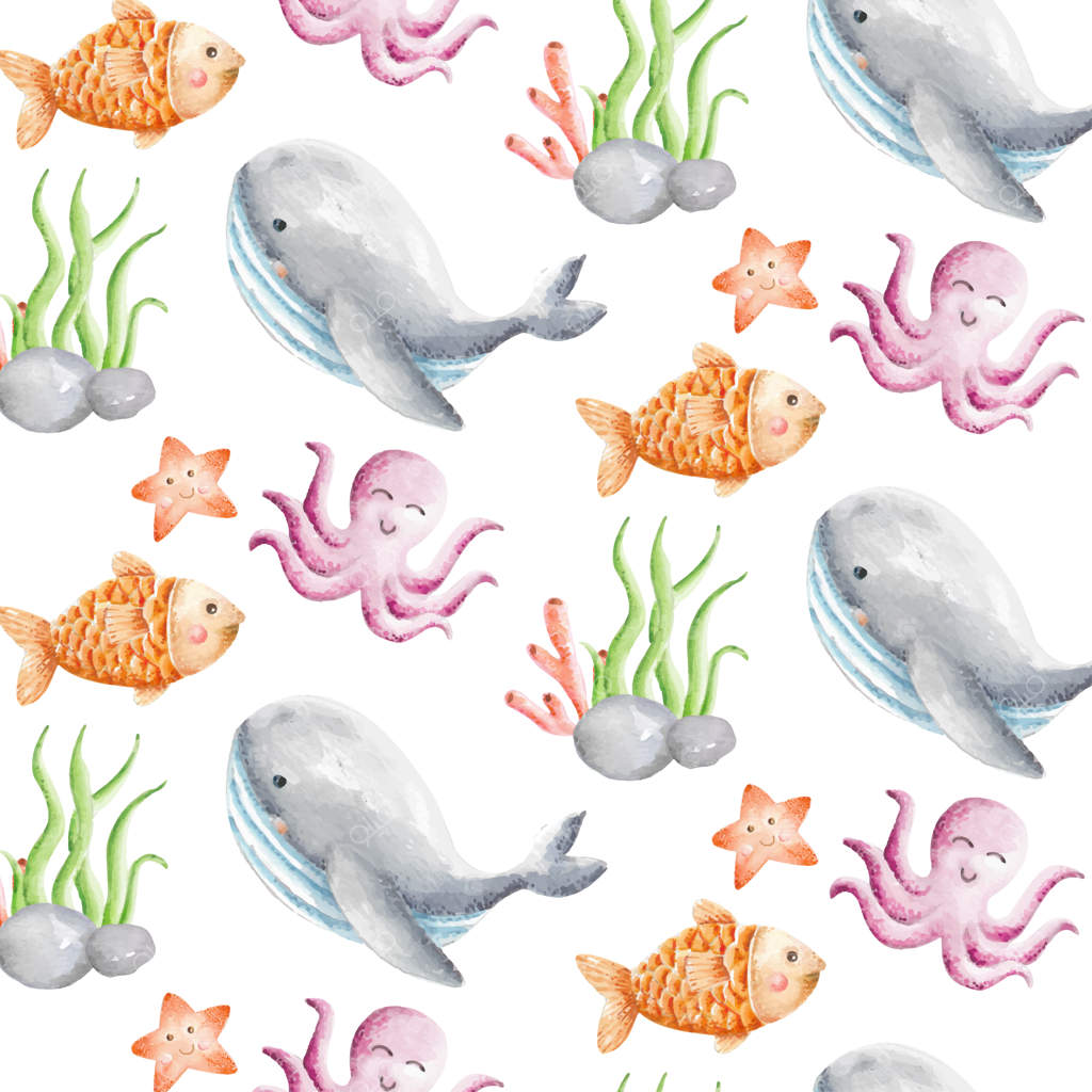 پترن یکپارچه آبرنگ حیوانات بامزه