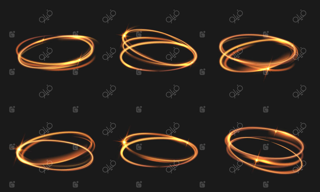 اثر نورانی درخشان بر روی پس‌زمینه مشکی و شفاف.