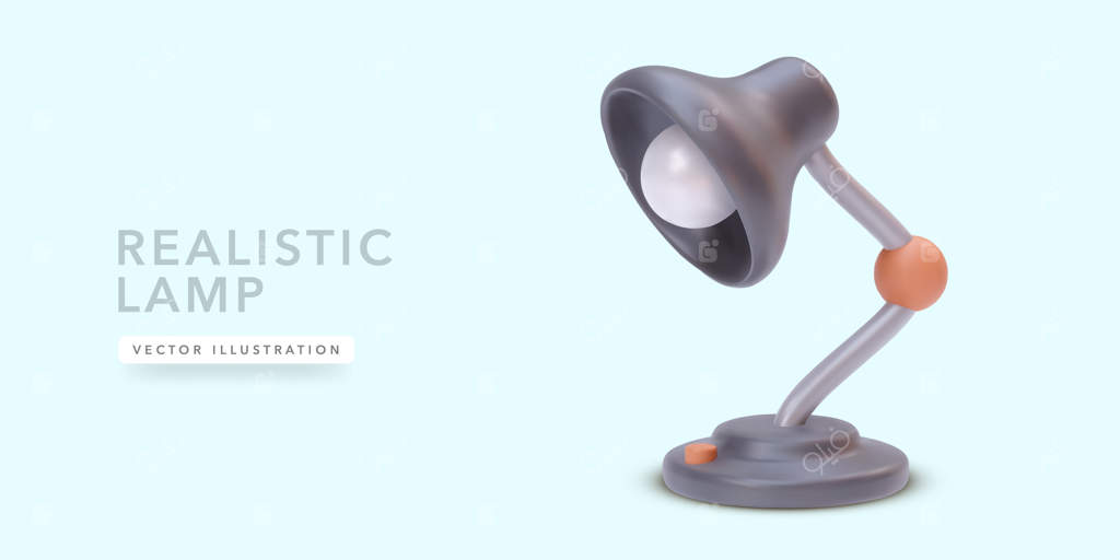تصویر وکتور از لامپ واقعی روی پس‌زمینه سفید