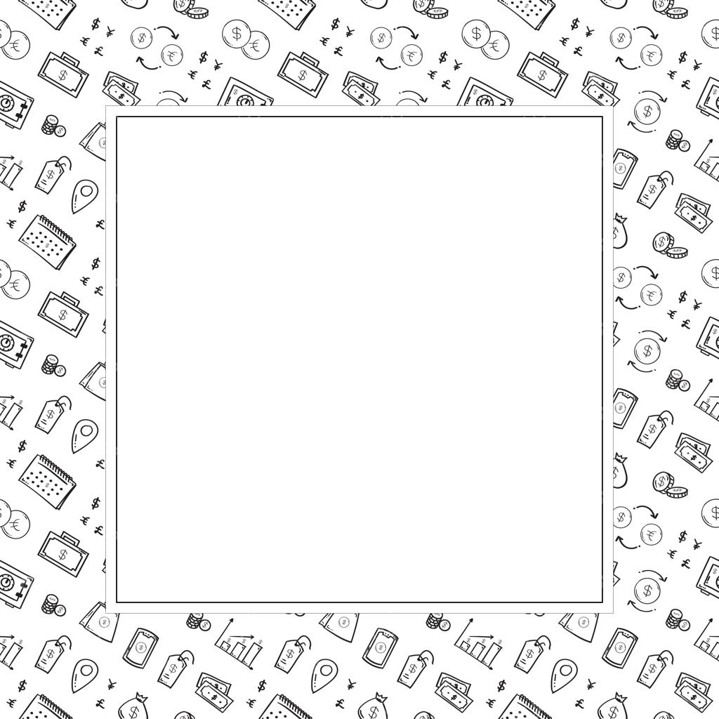 پس‌زمینه و قاب طرح دستی با موضوع پول و پرداخت