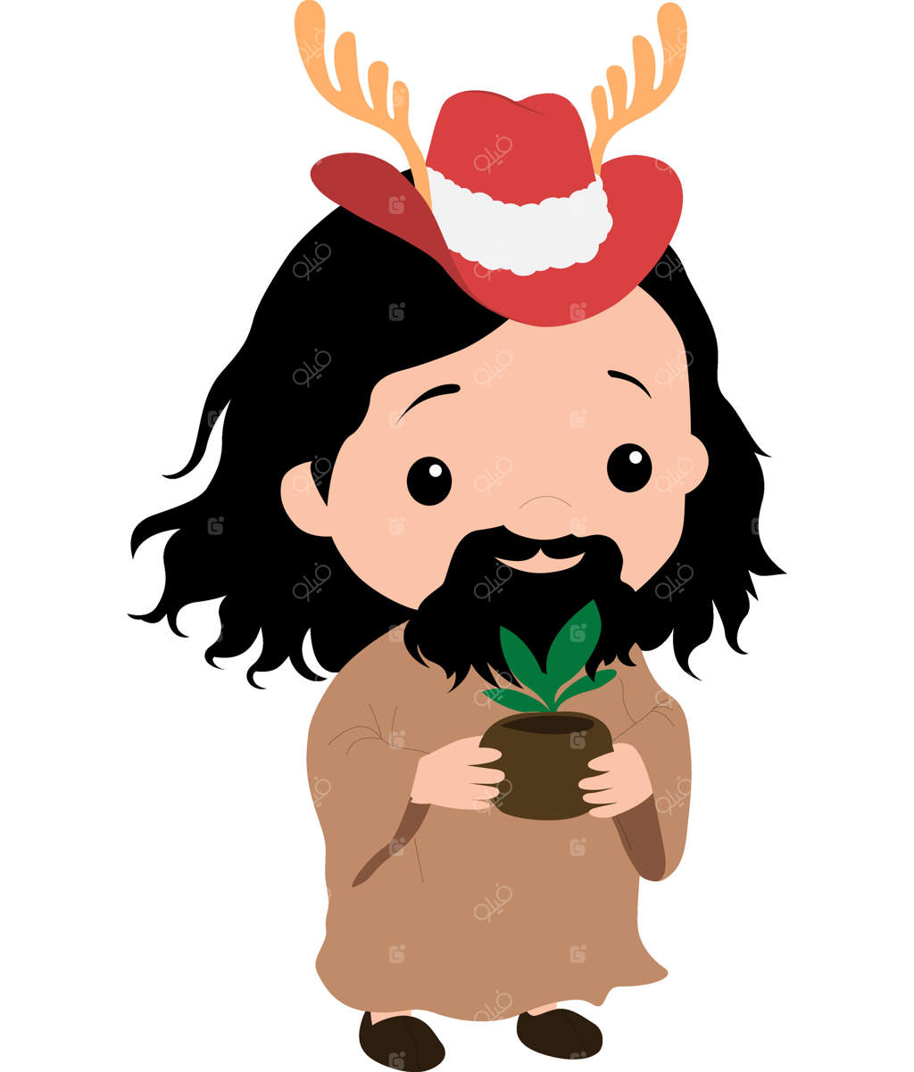 کارتون مرد باغبان درخت کریسمس کریسمسی