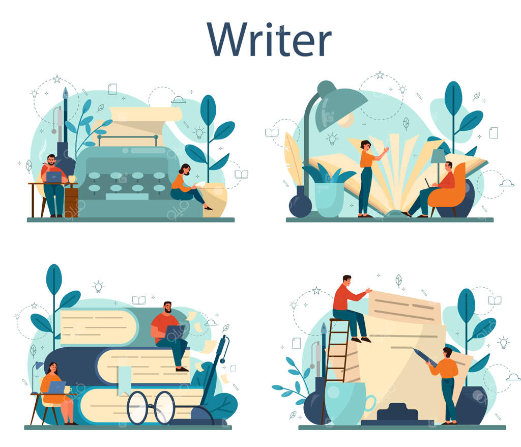 مجموعه‌ای از مفهوم نویسنده یا روزنامه‌نگار حرفه‌ای: ایده‌هایی برای افراد خلاق و شغل‌ها. نویسنده‌ای که فیلمنامه یک رمان را می‌نویسد.