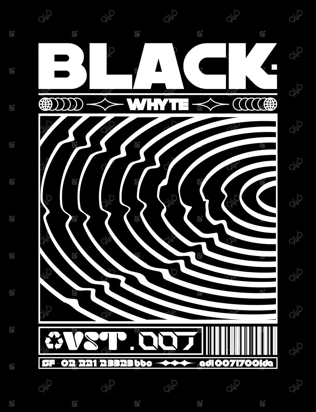 پوستر مدرن با متن سیاه و سفید در سبک اسید، چاپ شیک برای تیشرت استریت‌ویر