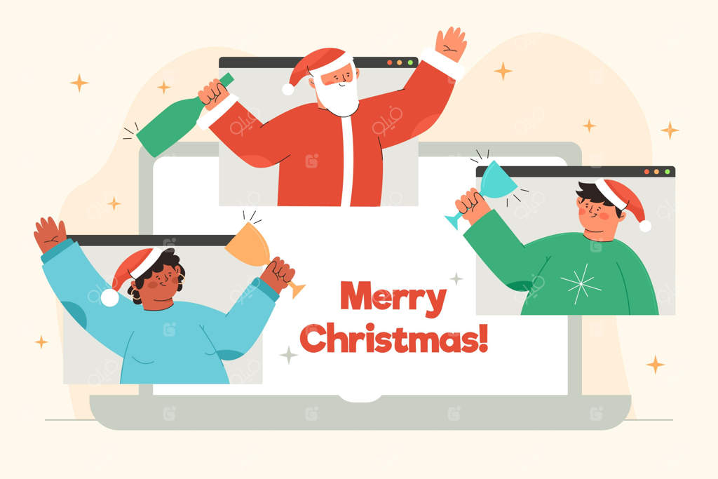 تصویر دوستانی که به دلیل قرنطینه، کریسمس را به صورت آنلاین جشن می‌گیرند