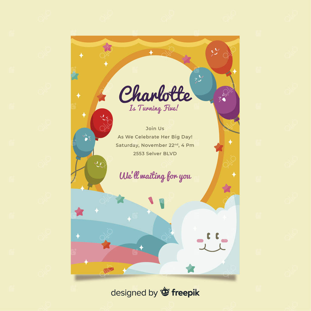 قالب دعوت‌نامه تولد کودکان