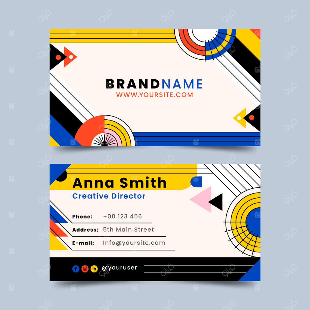 کارت ویزیت با طراحی تخت و پترن هندسی