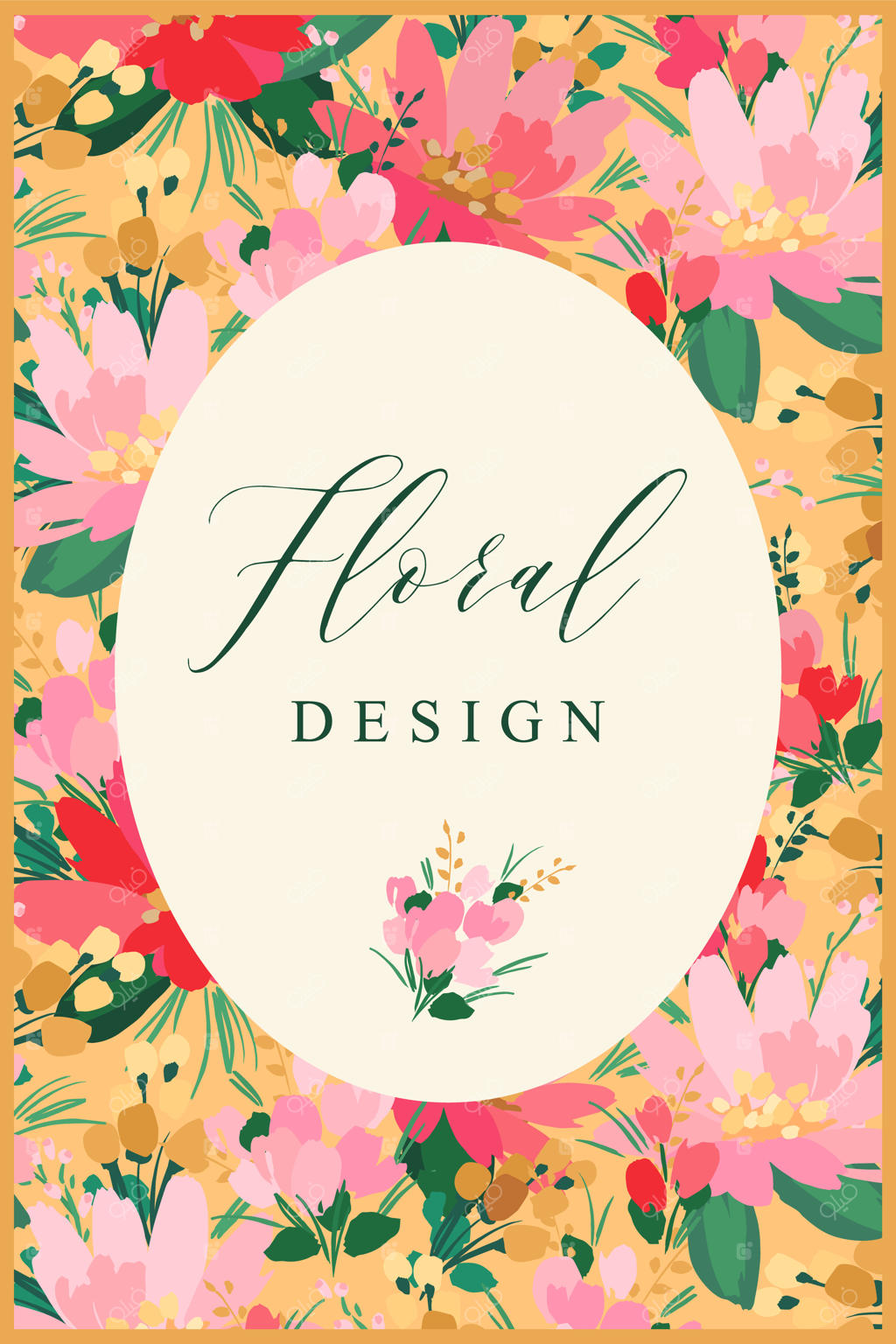 پترن طراحی گل‌دار برای کارت، پوستر، جلد کتاب، دکور خانه و موارد دیگر