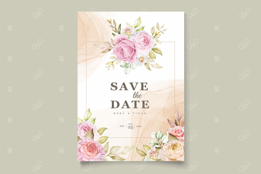 کارت دعوت تابستانی گل‌های دست‌ساز با آبرنگ و طراحی شیک