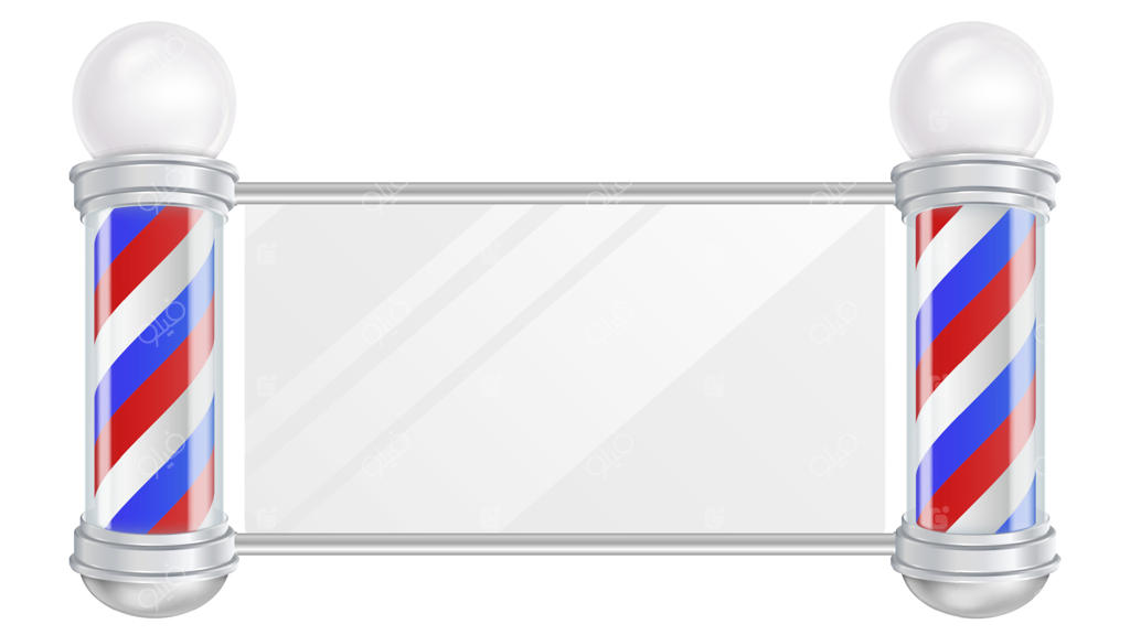 وکتور تیرک آرایشگاه؛ فضای تبلیغاتی برای شما. تیرک آرایشگاهی قدیمی با طراحی نقره‌ای و شیشه‌ای.