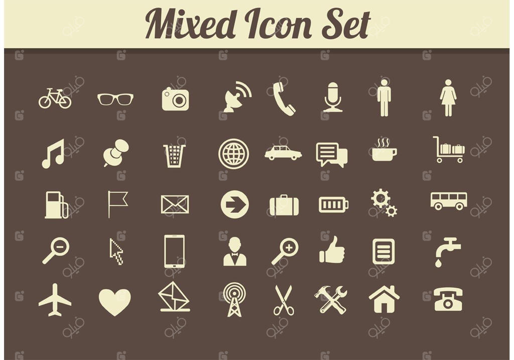 وکتور آیکون‌های رترو و میکس‌مدیا