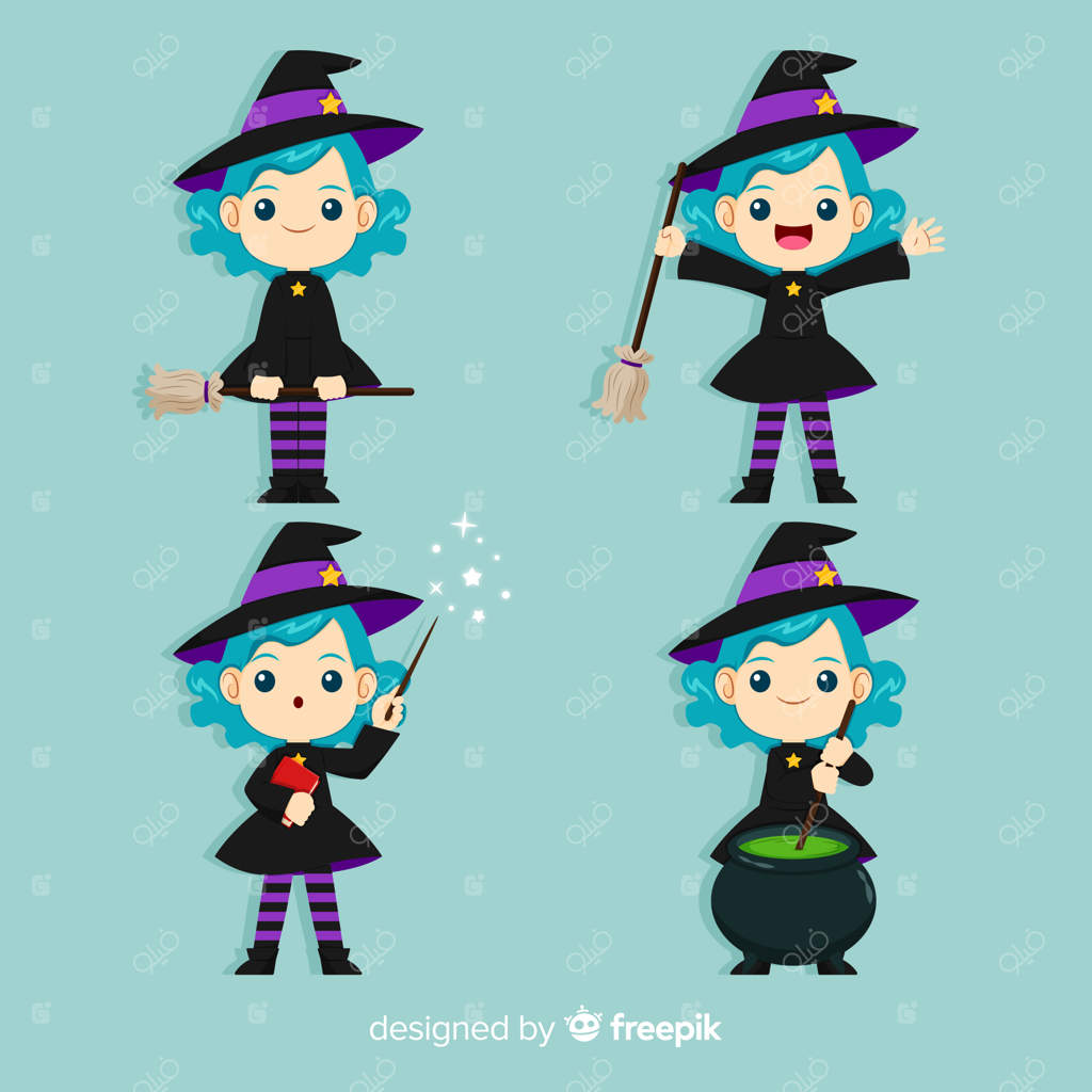 مجموعه شخصیت‌های جادوگر هالووین با طراحی تخت