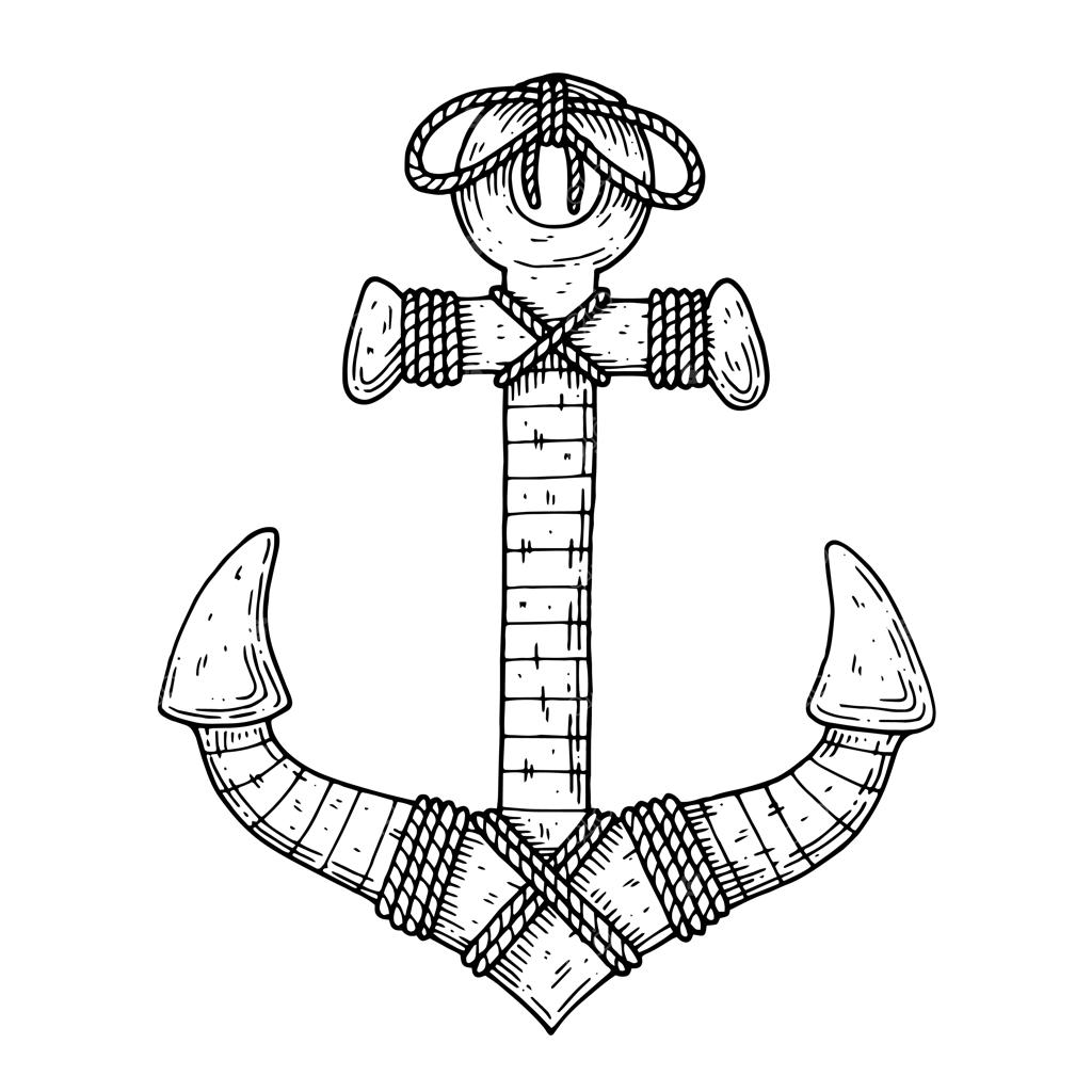 لنگر با رنگ نقاشی و با طناب پوشانده شده است.