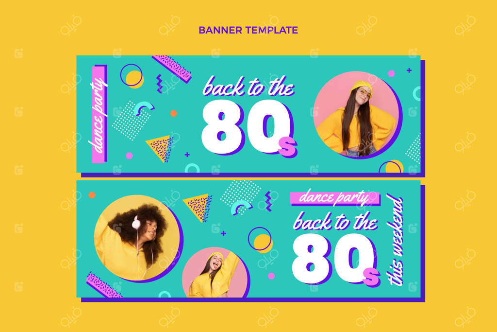 مجموعه بنرهای افقی برای مهمانی دیسکوی رترو