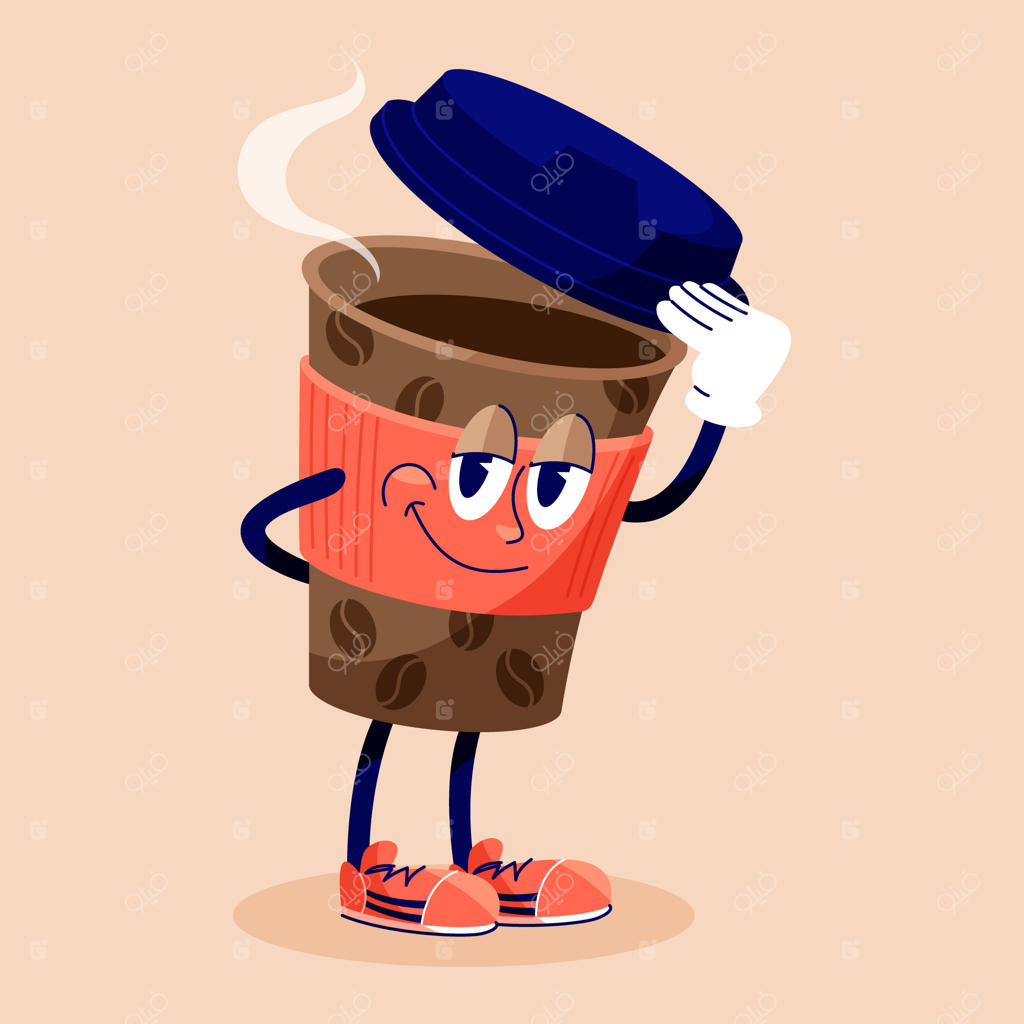 تصویر کارتون قهوه به صورت دستی طراحی شده