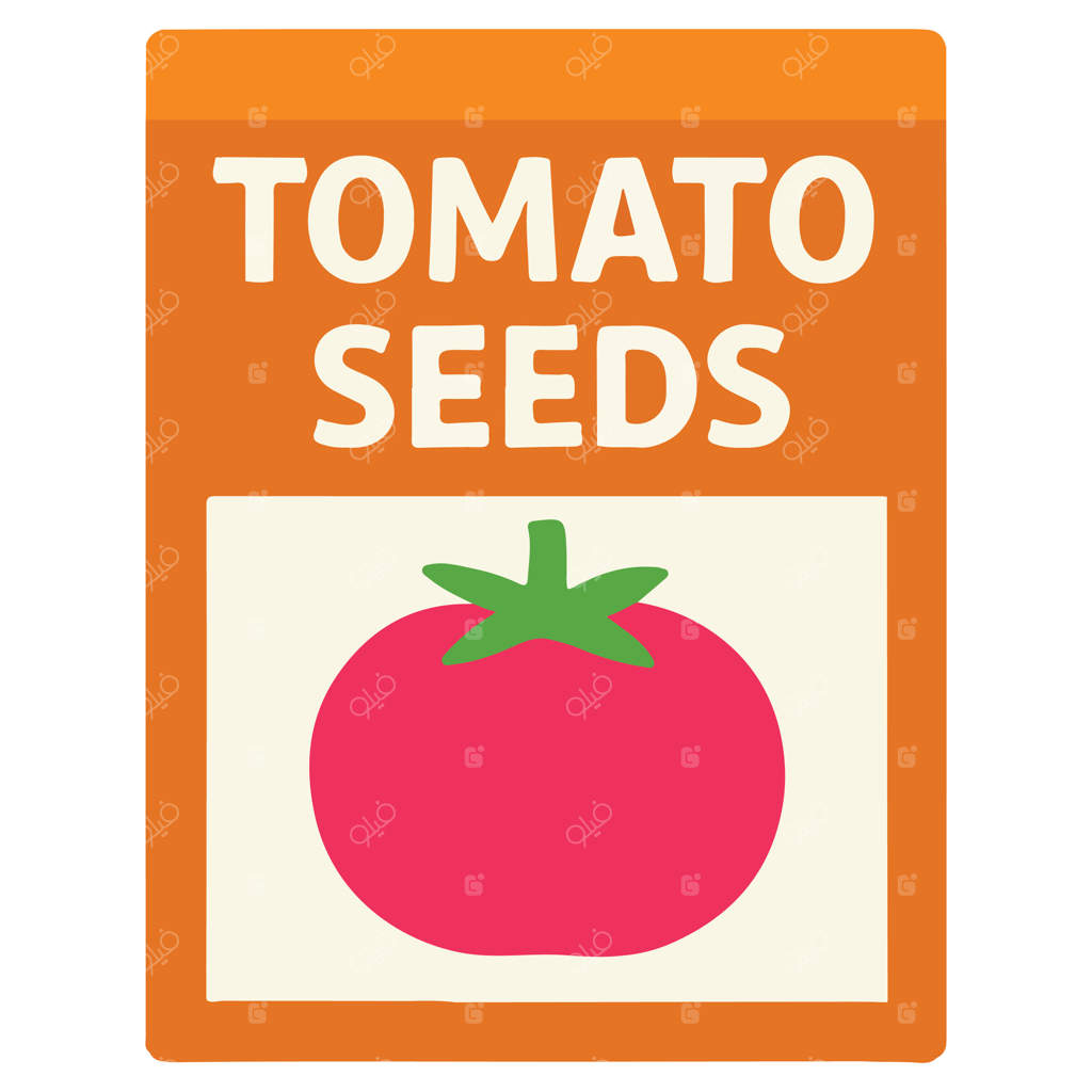 تصویرسازی بذر گوجه‌فرنگی، هنر حصار رنگین باغ، کلیپ‌آرت رنگارنگ باغبانی، طراحی گرافیکی ویژه باغبان‌ها