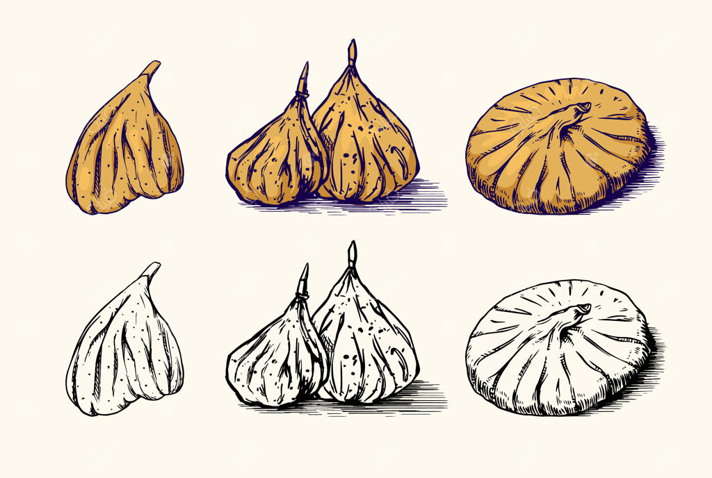 انجیر تازه. برگ‌های میوه خشک.