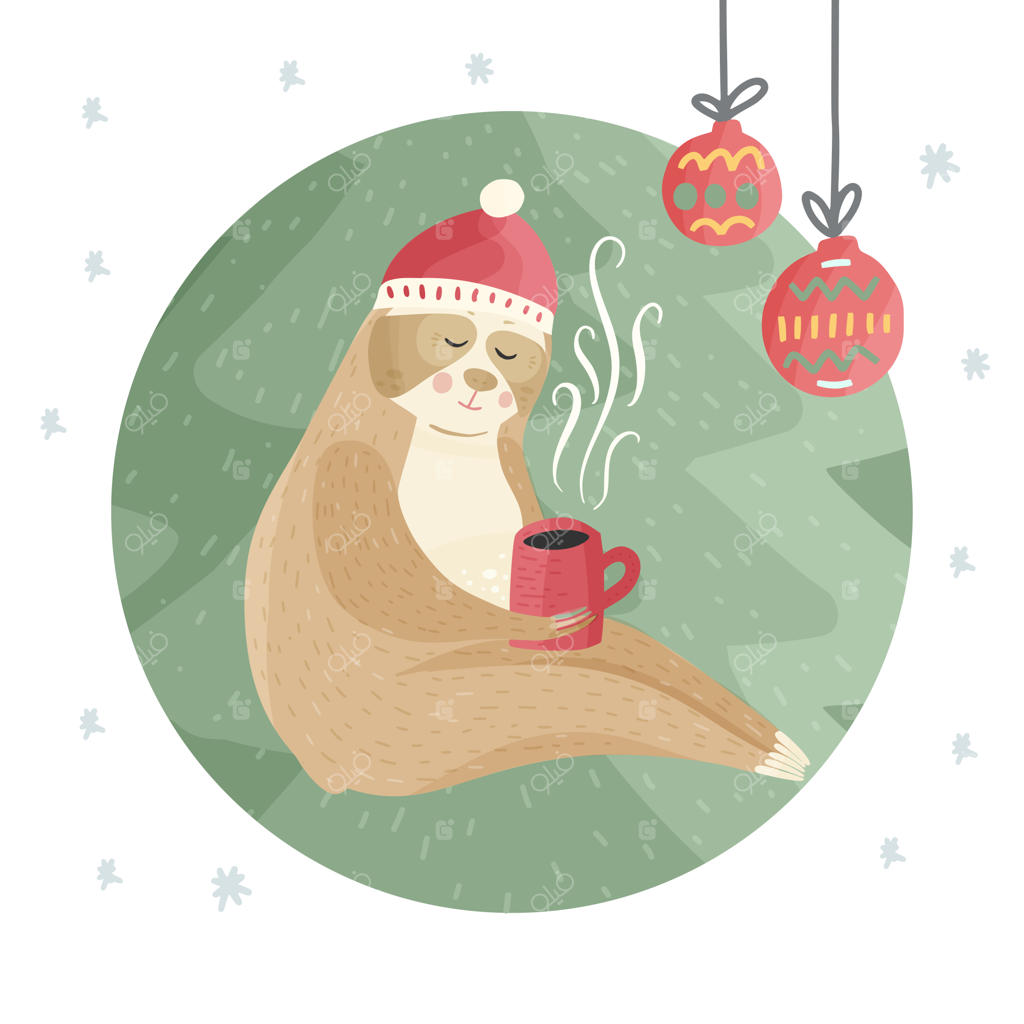 تنبل در حال نوشیدن قهوه