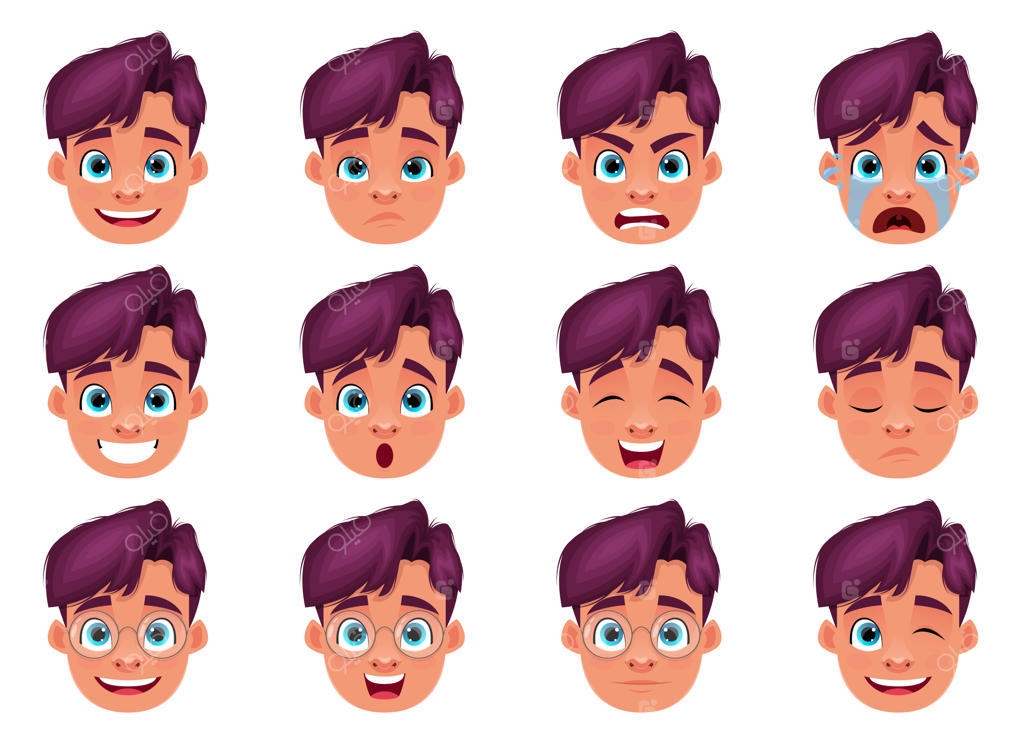 تصویرسازی و طراحی حالت چهره پسربچه، جدا شده