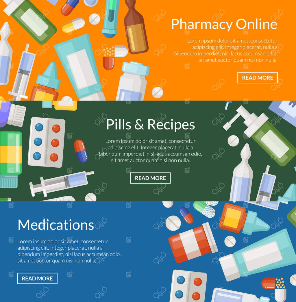 قالب‌های پوستر افقی داروخانه کارتونی یا داروها