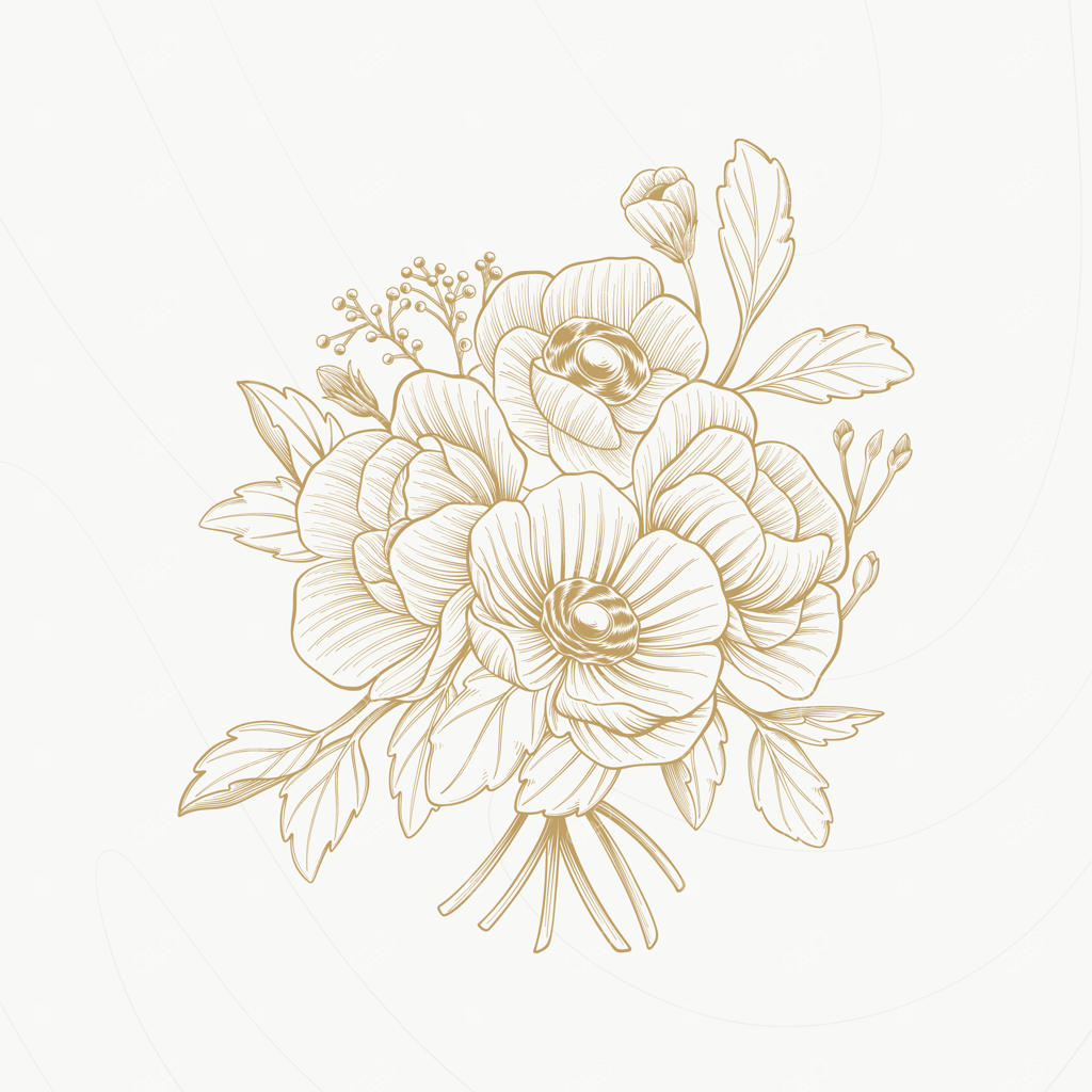 تصویرسازی گل‌های قدیمی وینتیج به صورت دست‌کشیده