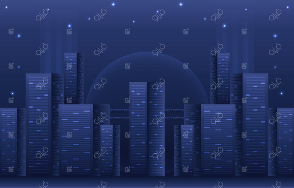 ترکیب پس‌زمینه شهری با رنگ‌های آبی تدریجی