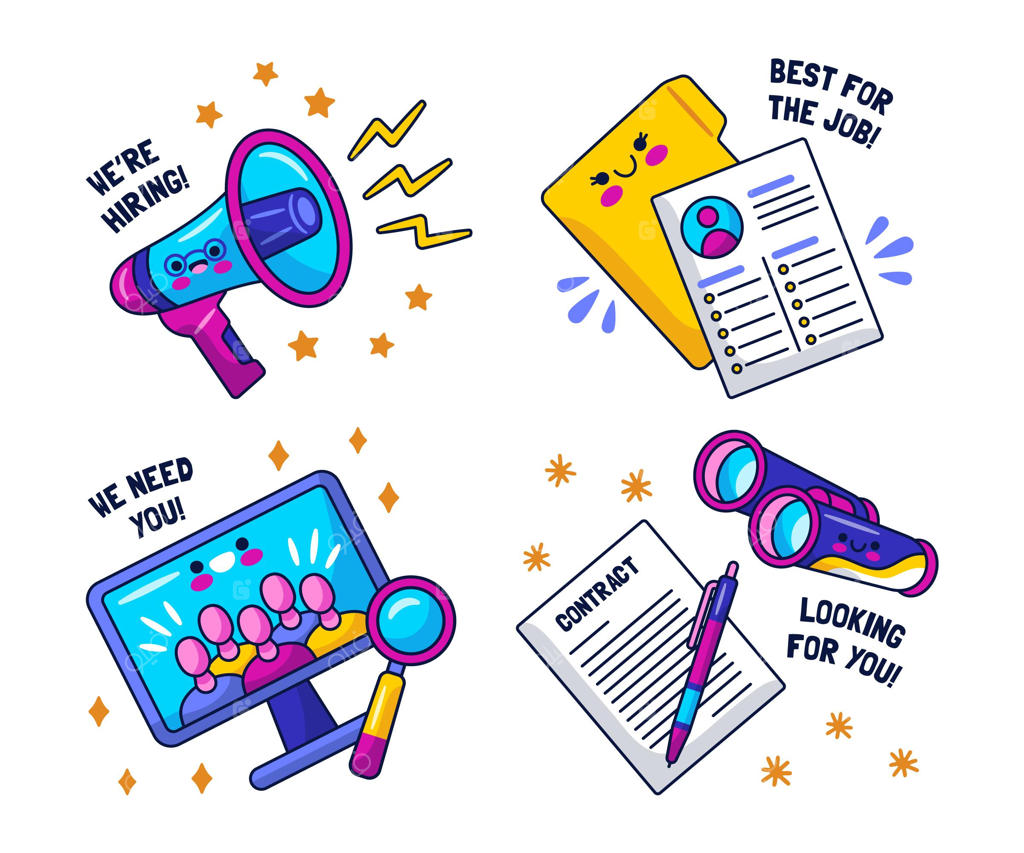 مجموعه استیکرهای استخدام و عضویت "کاوایی"