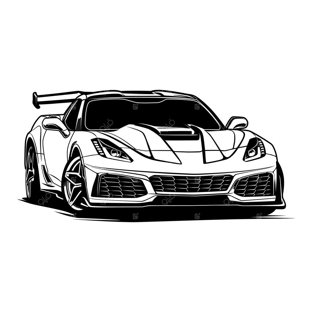 طراحی مفهومی خودرو سیاه و سفید