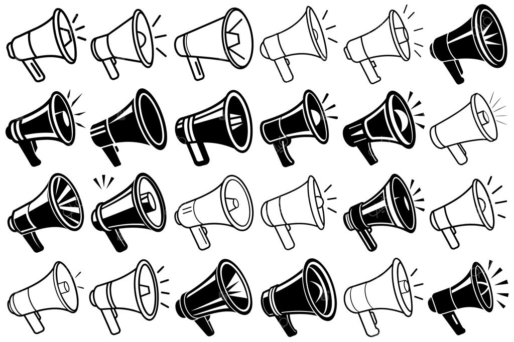 نقاشی کارتونی بلندگوها با نوشته مگافون