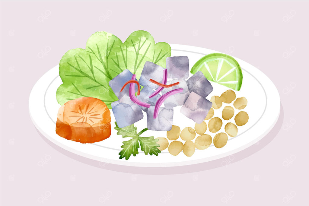 تصویرسازی آبرنگی از سبزیجات دریایی