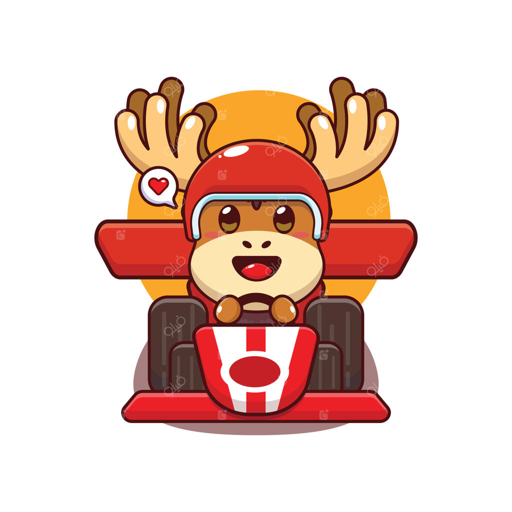 تصویر بامزه گوزن در کارت مسابقه‌ای (وکتور حرفه‌ای)