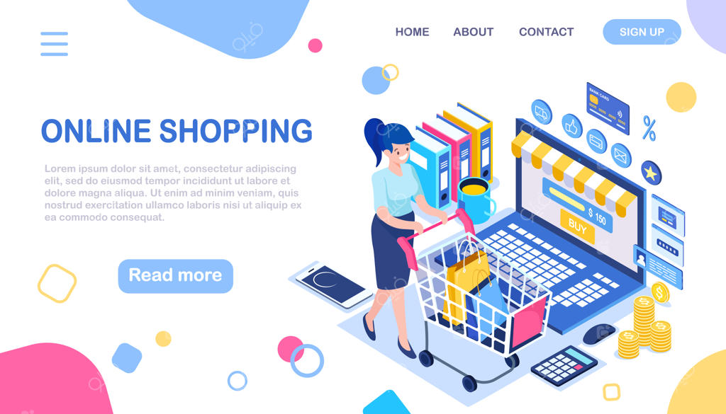 خرید آنلاین: مفهوم فروش. خرید از فروشگاه‌های اینترنتی. زن در حال خرید با کارت، کیف، کامپیوتر، پول، کارت اعتباری، تلفن و نظرات مشتریان.