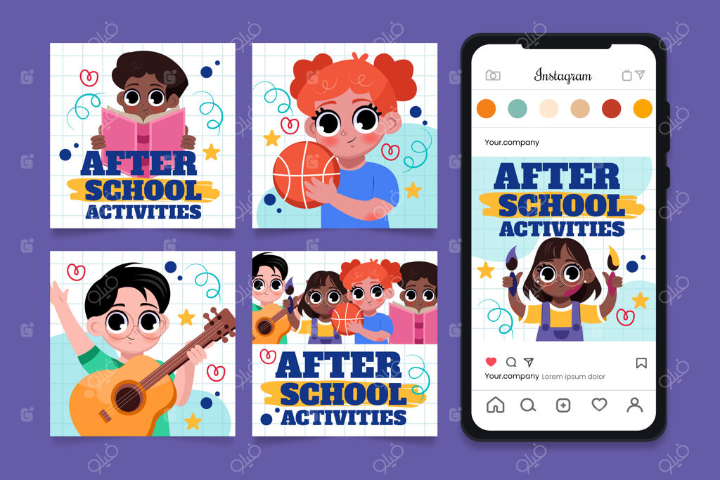 مجموعه پست‌های اینستاگرام فعالیت‌های بعد از مدرسه برای کودکان