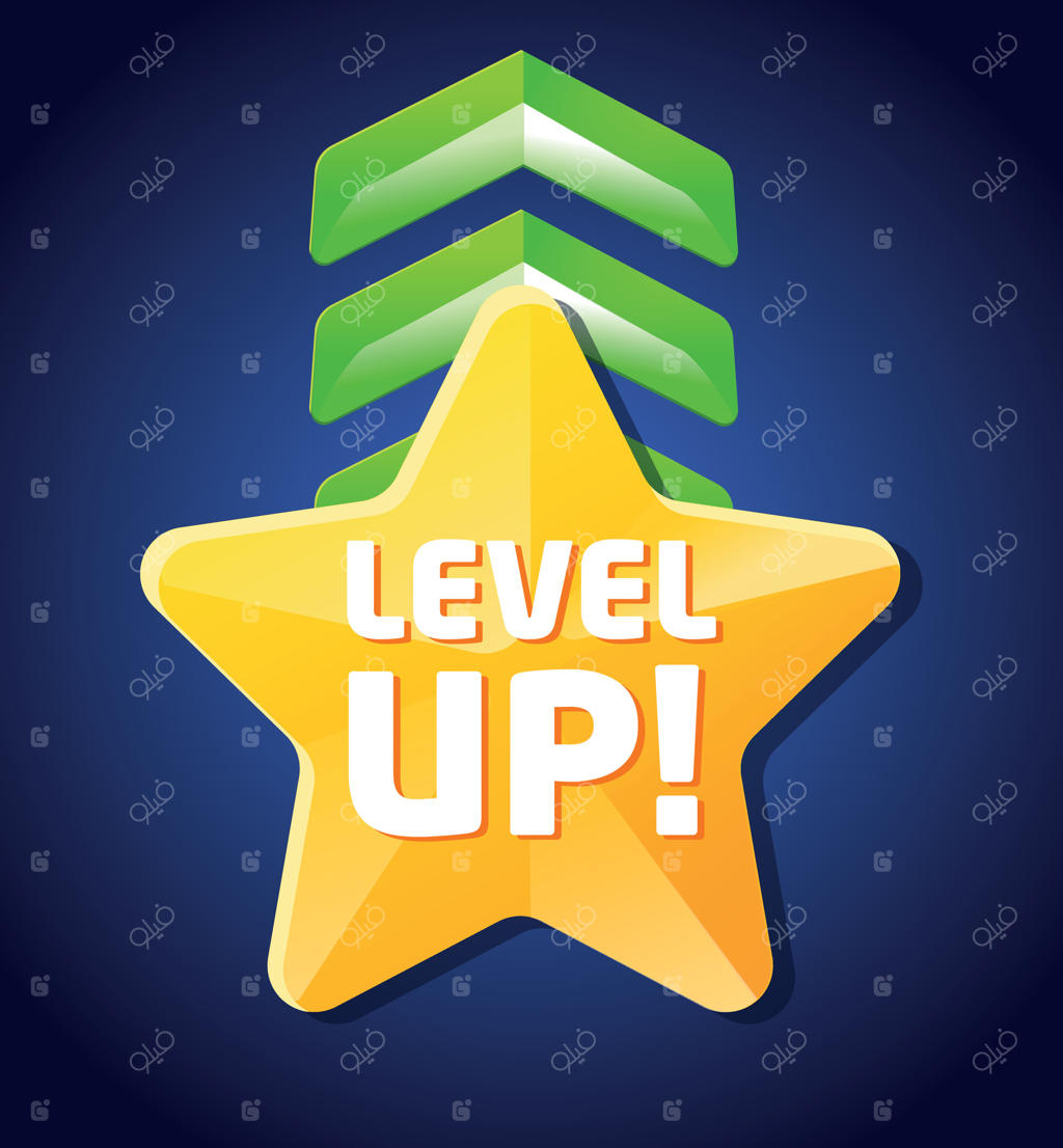 نشان پیشرفت با فلش‌های سبز و ستاره. نماد رشد و ترقی با فلش‌های رو به بالا