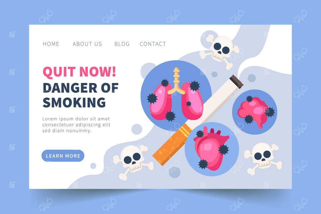 قالب صفحه فرود خطرات سیگار کشیدن