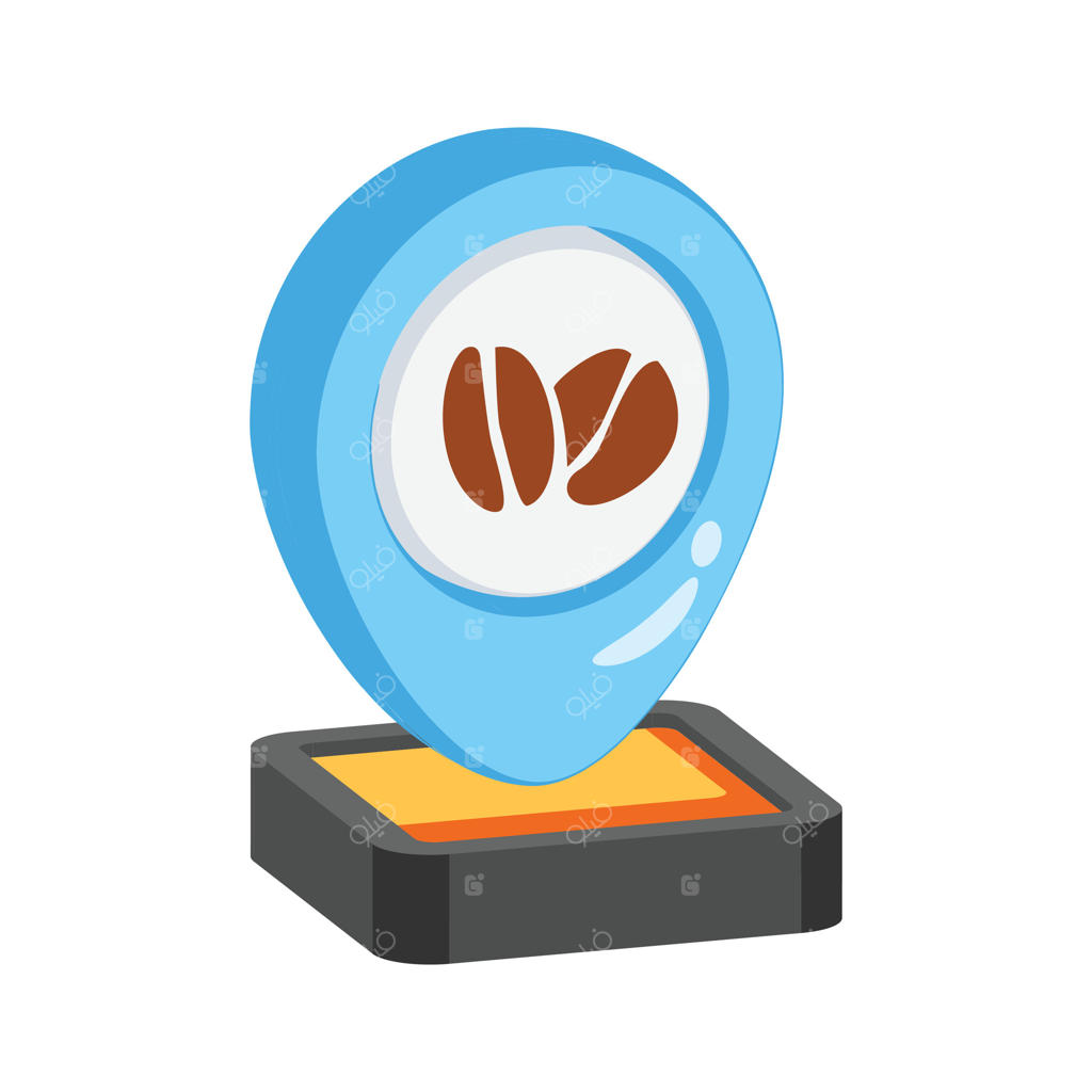 آیکون شگفت‌انگیز یک پین موقعیت کافه برای پیدا کردن کافه‌های نزدیک.