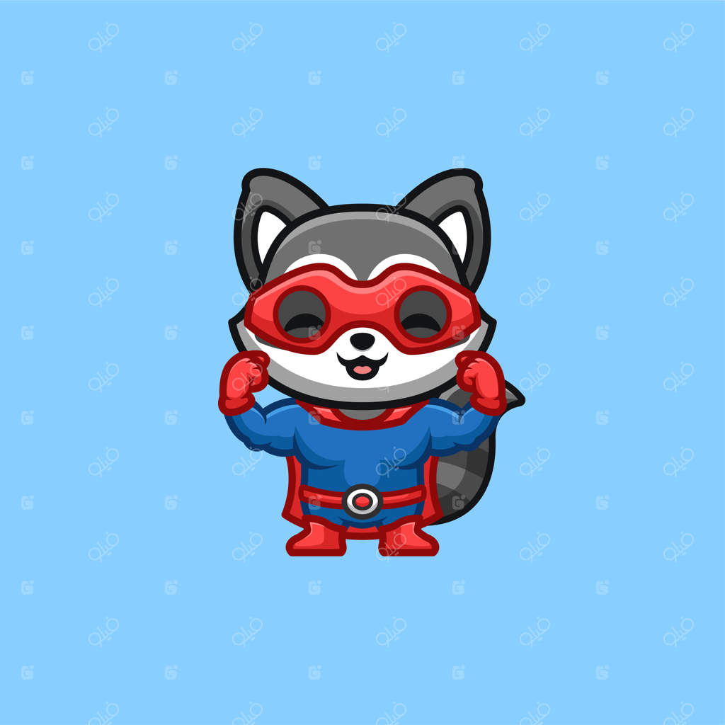 لوگوی کارتونی جذاب و خلاقانه قهرمان راکون بامزه