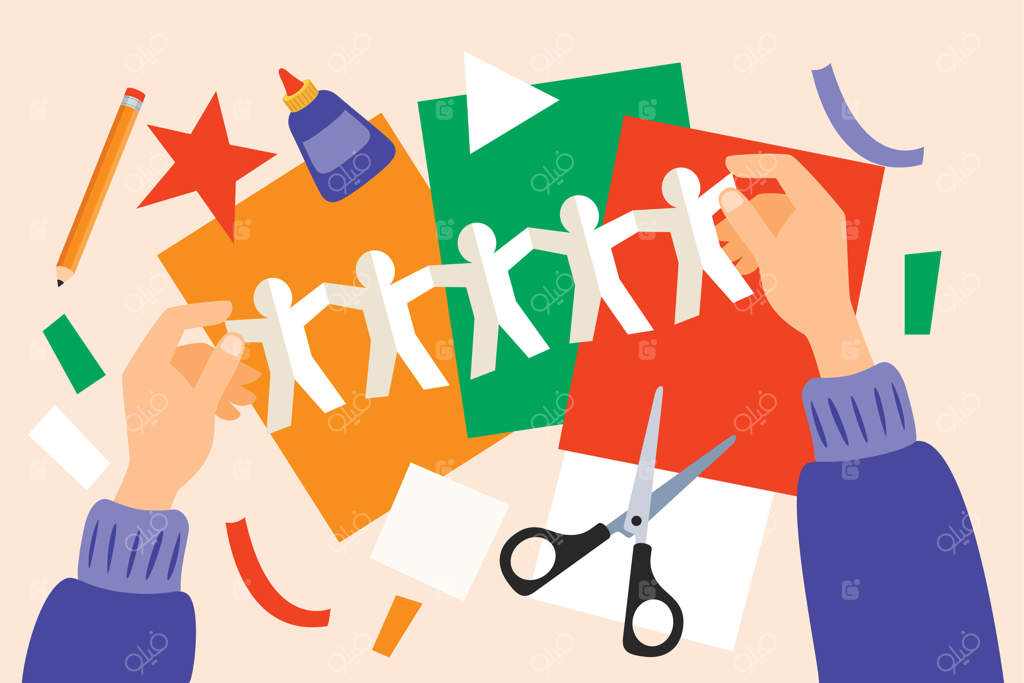 نمای بالا از صنایع دستی خلاقانه و دست‌ساز