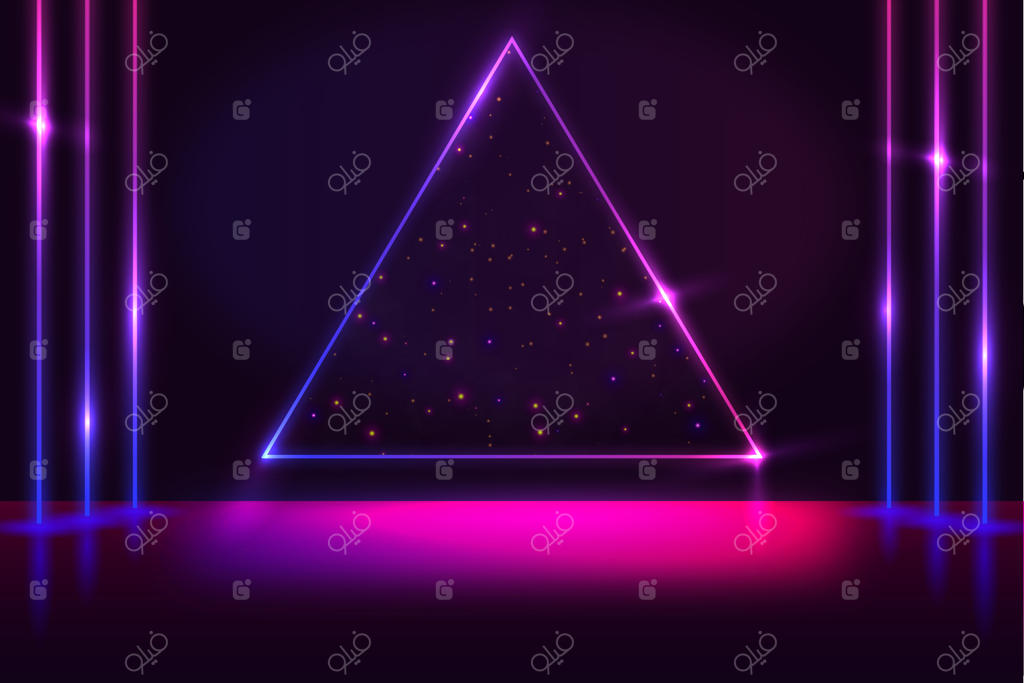 پس‌زمینه اشکال هندسی با نورهای نئونی