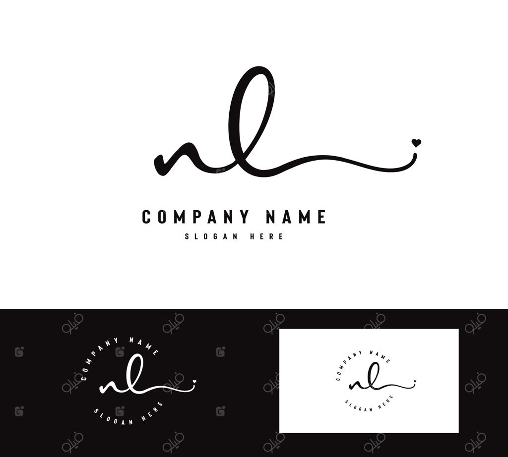 لوگوی دست‌نویس و امضای حروف ابتدایی Nl n l