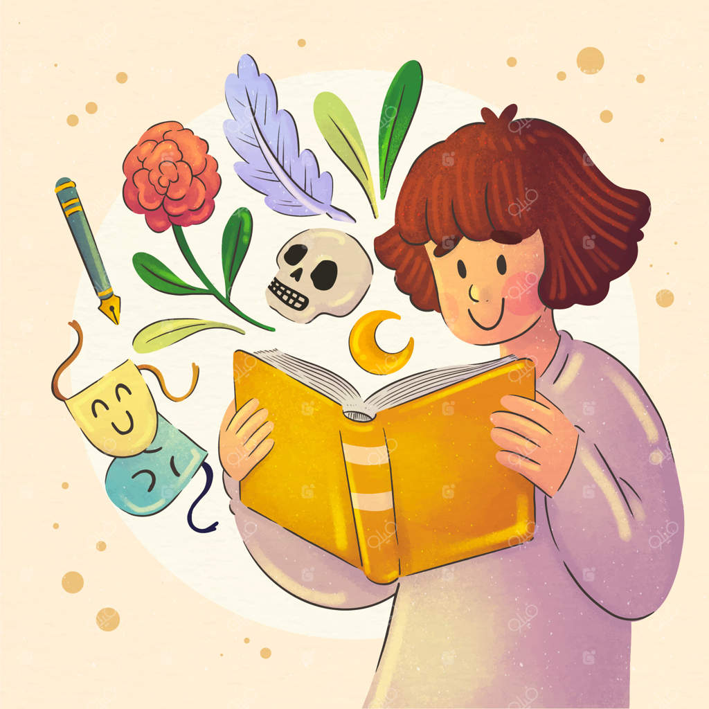 تصویرسازی ادبیات با طراحی دستی و سبک ساده