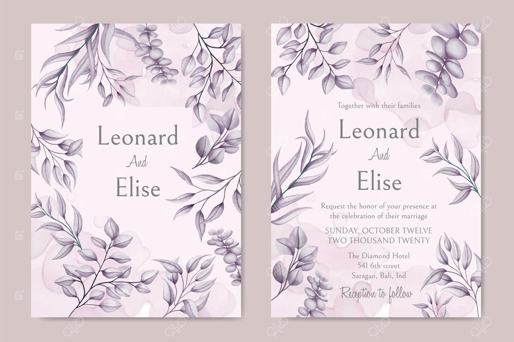 کارت دعوت عروسی شیک با طرح گلدار