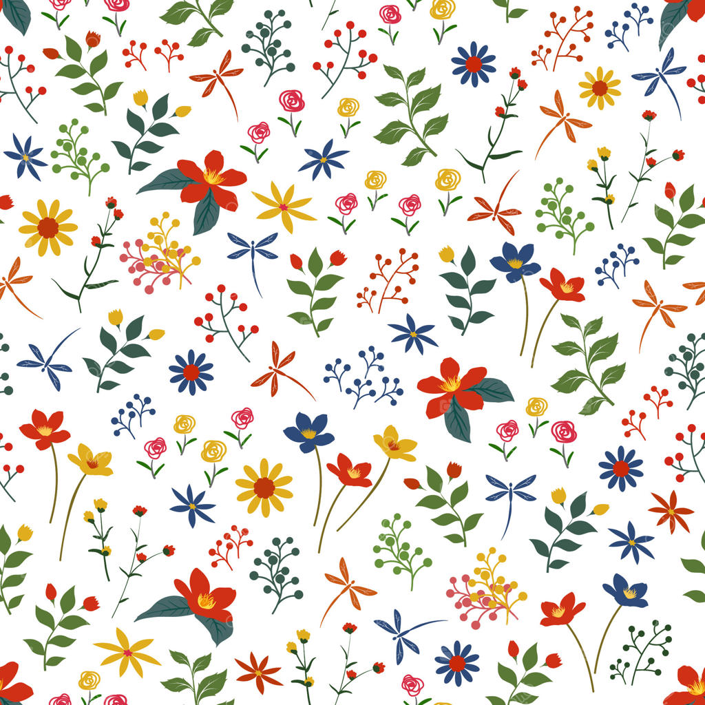 پترن یکپارچه گل‌های وحشی رنگارنگ، طراحی شده برای دکوراسیون، پارچه، منسوجات، کاغذ دیواری و چاپ‌های دیگر