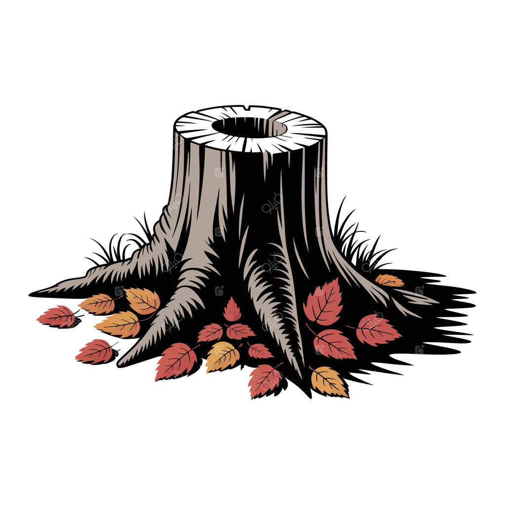 تصویر سایه‌نما از تنه درخت با برگ‌های پاییزی برای موضوعات طبیعت و جنگل